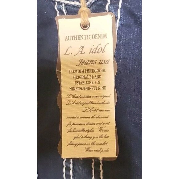 LA Idol NEW Women's Jean Jacket Large Blue Cotton Blend Regular Fit Denim - Picture 3 of 10
